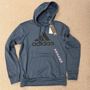 Adidas Slate Blue Hoodie with Black Logo Detail